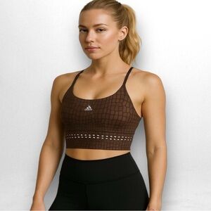 Adidas HIIT 45 SECONDS CROCO CROP TANK TOP Sports Bra Brown Sz XLarge MSRP $70